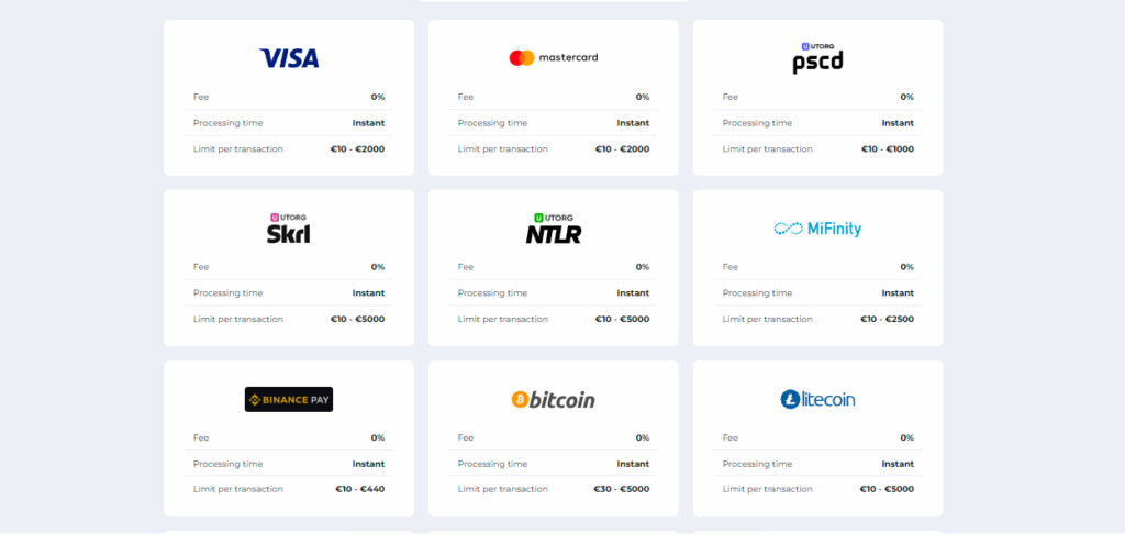 BetRiot Casino Payment Methods